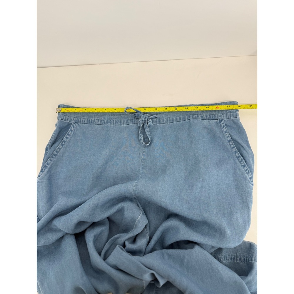 Zac & Rachel Petite Blue Lyocell Wide Leg Cropped Drawstring Pants Pockets Sz L - Picture 7 of 11